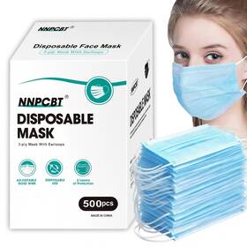 B0fztnqs6v Nnpcbt 500 Pcs Blue Disposable Face Masks 3 Ply For Adults