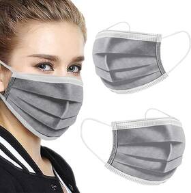 Grey-100-mn Nnpcbt 100pcs Grey 3 Ply Disposable Face 1 Count Pack Of 100