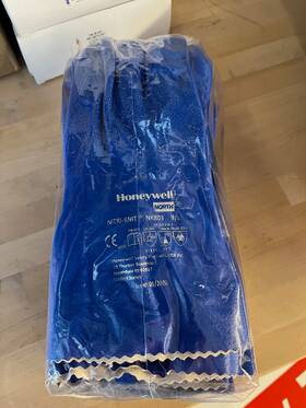 Nk803 North / Honeywell Lot Of 12 Pairs Nitri-knit Nk803/9/l Large Blue Supported Gloves