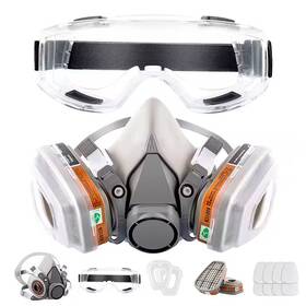 Nvnoo 445035357379 Respirator Reusable Half Face Cover Gas Mask With Safety Glasses For Painting W