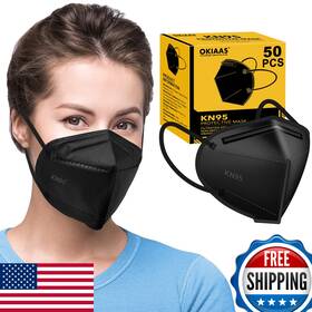 B08yjmlqw1 Okiaas 50 Pack Kn95 Face Mask 5-layer Masks Disposable Black Protection Aga