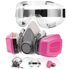 60925 Panbear 6200 Reusable Respirator Mask With Filters - Chemical Gas Dust Masks Goggles For