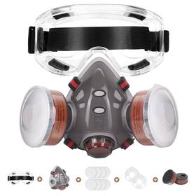 Panbear 781454907892 Reusable Respirator Half Facepiece Cover With Safety Goggles And Filters Against D