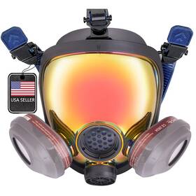 B09vmflwsq Parcil Distribution Pd-101 Inferno Red Mirrored Full Face Organic Vapor And Particulate Respirator - D