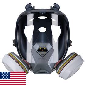 B0f8l64zdq Parcil Distribution Ffr-100 Full Face Respirator Gas Mask With Bayonet A2p3 Filters - Ind/const