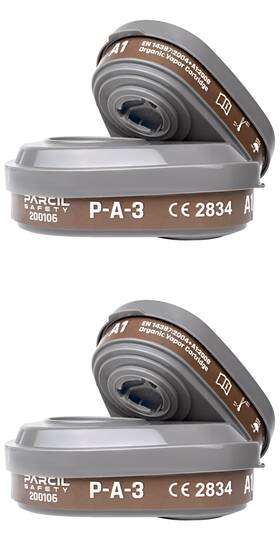 Parcil Distribution Pa3 Filter Cartridge Set 850001749152 4x P-a-3 Bayonet With A1 Organic Vapor Ov P2 Particulate Filtration 16z