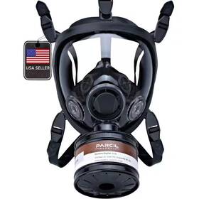 Parcil Safety 445028093079 Full Face Organic Vapor Tactical Gas Mask And Survival Respirator With 40mm P-d