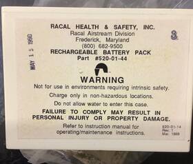 520-01-44 Racal May151990 Health Safety Rechargeable Battery Pack. Part Or Repair Needs Rc