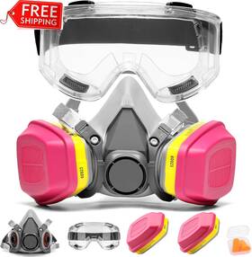 Ranksing 445003730715 Reusable Respirator Gas Mask With Filters And Goggle To Protection Agai