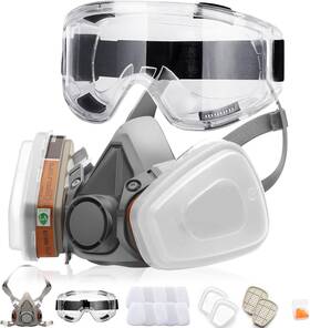 Ranksing 445022656621 Respirator Mask With Filters And Safety Glasses To Against Dust Gases