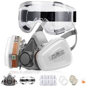 Ranksing 791759880004 Respirator With Filters And Safety Glasses To Against Dust Gases Fumes Asbest