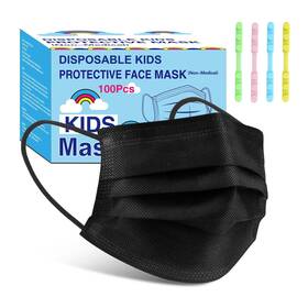 Gdjy100p1 Rasav Kids Disposable Face Masks 100 Pcs Not Individually Wrapped Black