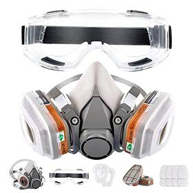Rblcxg 791537433187 Respirator Reusable Half Face Cover Gas Mask With Safety Glasses Filt