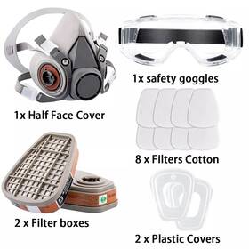 Fdmz-11 Rblcxg Respirator Reusable Half Face Cover Gas Mask With Safety Glasses More Info Below
