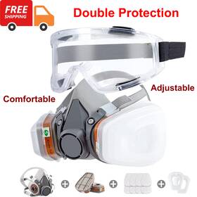 620-456 Ruiqier Reusable Half Face Gas Mask With Safety Goggles Filters For Painting Welding