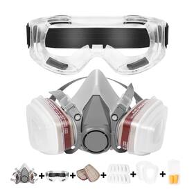 Rzhsmdm 768415423691 Respirator Mask Half Face Cover Gas With Safety Glasses Reusable Profes