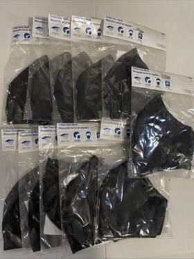 81684 Sanitool Lot Of 11 - Washable Cotton Fabric Face Maskelastic Ear Straps Black