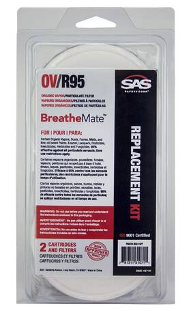 Sas 781311310711 Safety Organic Vapor Cartridge/r95 Filter Combo Pack Breathemate Neutral Siz