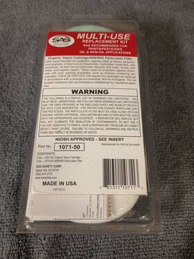 1071-50 Sas Safety Organic Vapor Replacement Cartridge Pn New