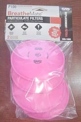 300-1085 Sas Safety Breathmate P100 Replacement Particulate Filters - Pack Of 4 New