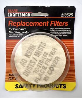 918525 Sears Craftsman Replacement Filters For Dust/mist Respirators #918525 Qty Of 4