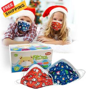 Sp-dfm-kid-50 Sipa 50 Pcs Kid Christmas Themed Disposable Face Masks 3 Layer Protection