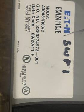 Ecn2411cje Square D Eaton Combination Motor Starter Assembly Disconnect A30a31r63/c