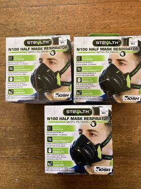 F01-1-003 Stealth 3 N100 Half Mask Respirators With Filters Size M/l Fast Free Shipping