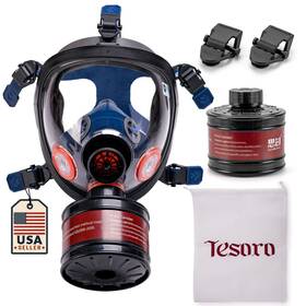 B0b195fk9p Tesoro Moda Ca Survival And Tactical Full Face Gas Mask Respirator - Heavy-duty Anti-fog Air F