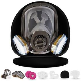 Gm00046cc Trudsafe Full Face Respirator Mask With Hard Travel Case Used For Painting And Organi