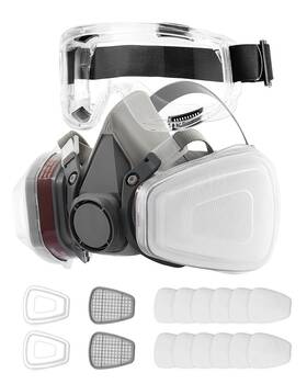 Vevor 197988507338 Respirator Mask Reusable Half Face Cover With Safety Glasses Filters