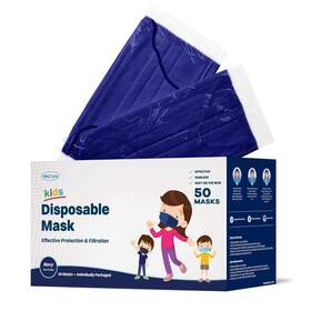 Wmn100030 Wecare Disposable Face Masks For Kids 50 Navy 1 Count Pack Of