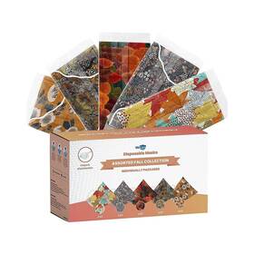 Wmn100114 Wecare 3-ply Disposable Face Masks Adult Assorted Fall Designs 50/box