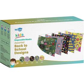 Wmn100125 Wecare Disposable Face Masks Kids Assorted Back To School Designs 50/pack