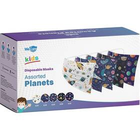 Wmn100129 Wecare Disposable Face Masks Kids Assorted Planets Print 50/pack