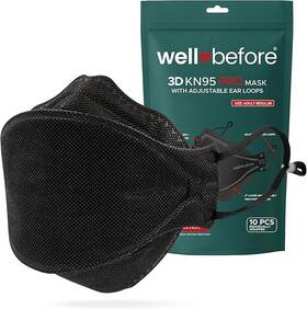 Kn95 Well Before 850059223680 Premium 3d Pro Mask 1 Count Pack Of 10 Medium-black