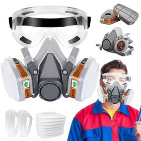 Xinbtk 749346593684 Reusable Half Face Cover Set With Safety Goggles And 8 Active Cotton Respirat