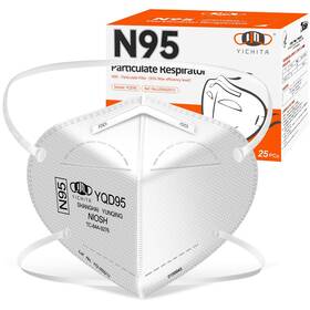 Yqd95 Yq Yichita N95 Mask Niosh Approved 1 Count Pack Of 25 - White