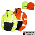 Hi-vis Insulated Safety Bomber Reflective Jacket With Winter Weather Beanie Hat. Fixed Price $45.50.