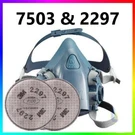 3M 7503 Reusable Half Face Mask Respirator & 2- 2297 P100 Particulate Filter Lrg. Fixed Price $59.95.