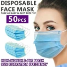 50 Pcs Disposable Face Mask 3-PLY Non Medical Surgical Earloop Mouth Dust Cover. Fixed Price $7.99.