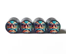 Tiki Mask (style 5) Tire Valve Caps - Black Aluminum Set Of Four Universal. Fixed Price $15.99.