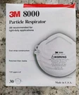 3M 8000 Particle Respirator, N95 Mask, 30/BOX New. Fixed Price $12.99.