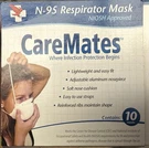Caremates N95 Respirator Face Mask With Head Straps - 120 Count. Fixed Price $95.00.