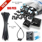 100PCS 3M Self Adhesive Mounts Kit, 6" Cable Zip Tie Wire Holders Cord Clips New. Fixed Price $11.50.