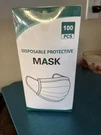 Protective Masks, Disposable 100 Pack. Fixed Price $5.53.