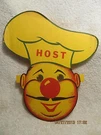 Vtg. Host Restaurant Kiddies Menu & Mask Shaped Like Chef W/clown Circus Cowboy. Fixed Price $36.99.