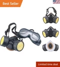 Industrial Dual Cartridge Respirator With Goggles Anti-dust & Chemical Safety. Fixed Price $28.79.