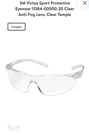 3M 11384-00000-20 Virtua Sport Eyewear Clear Anti-fog Lens & Frame. Fixed Price $6.50.