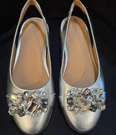 Fitflop Allegro Jewel Deluxe Leather Slingback Ballet Pumps Ballerina Silver 7. Fixed Price $69.99.